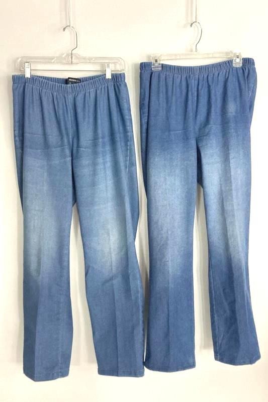 Lot of 2 Vintage Denim 24/7 Women’s Jeans Size 14W Elastic Waist Stretch