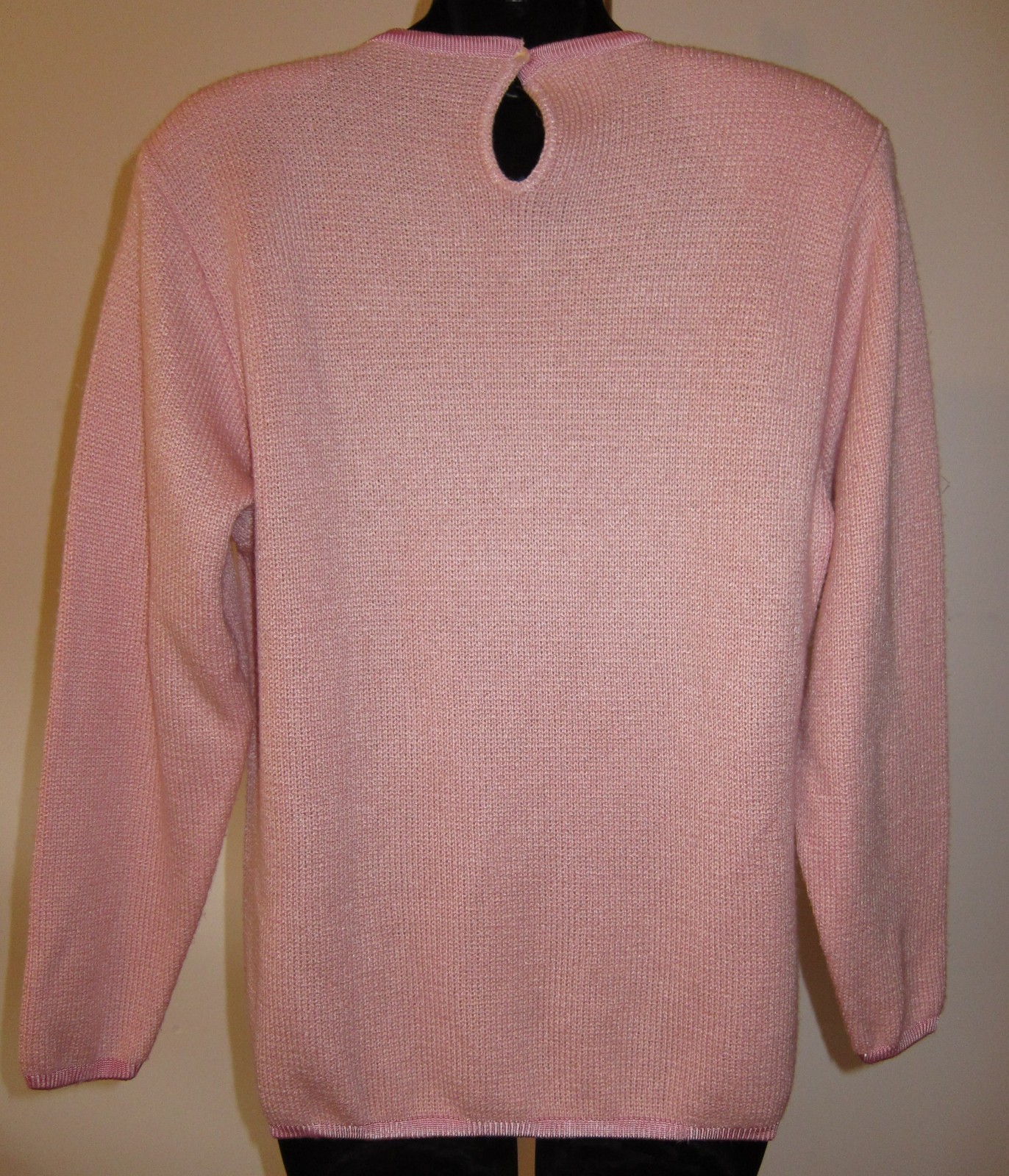 Vivanti Pink Tones Vtg 1980s Jewel Neckline Pullover Sz 14 Sweater Made in USA