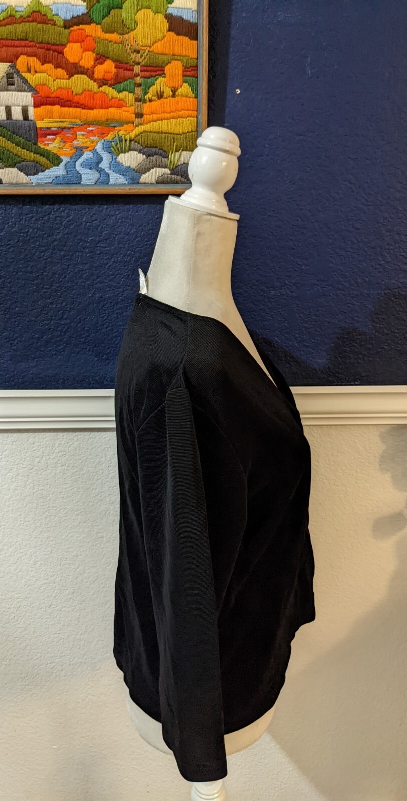 VTG Claudia D Black Wrap V-Neck Pullover V-Neck Top Blouse Sz Medium M