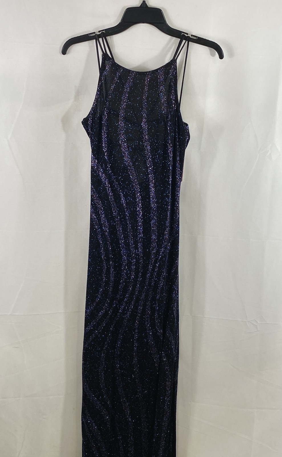 Roberta Women’s Blue Glitter Gown Vintage Y2K Multi-Strap Back NWT Sz L