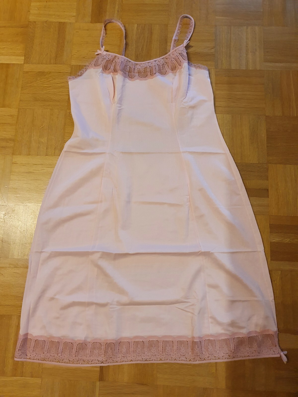 RARITÄT: Vollmöller Lanova Perlon Unterkleid Spitze, Gr. 42, rosa, top * Vintage