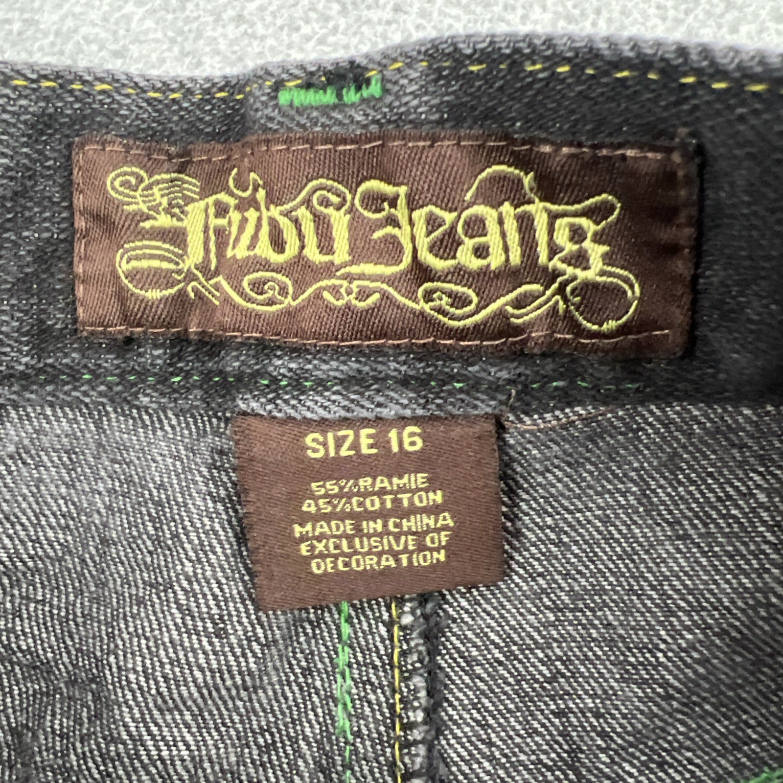 Vintage FUBU 90s Jeans Sz 16 (26×28) Distress Embroidered Pockets Baggy Skater