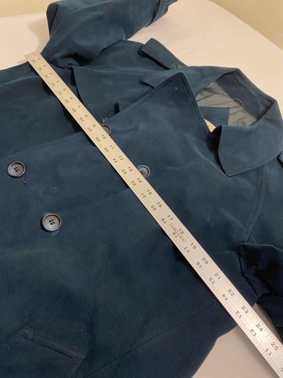 Vintage Blue Suede Trench Coat Women’s Size 44 Jeffrey Banks For Lakeland