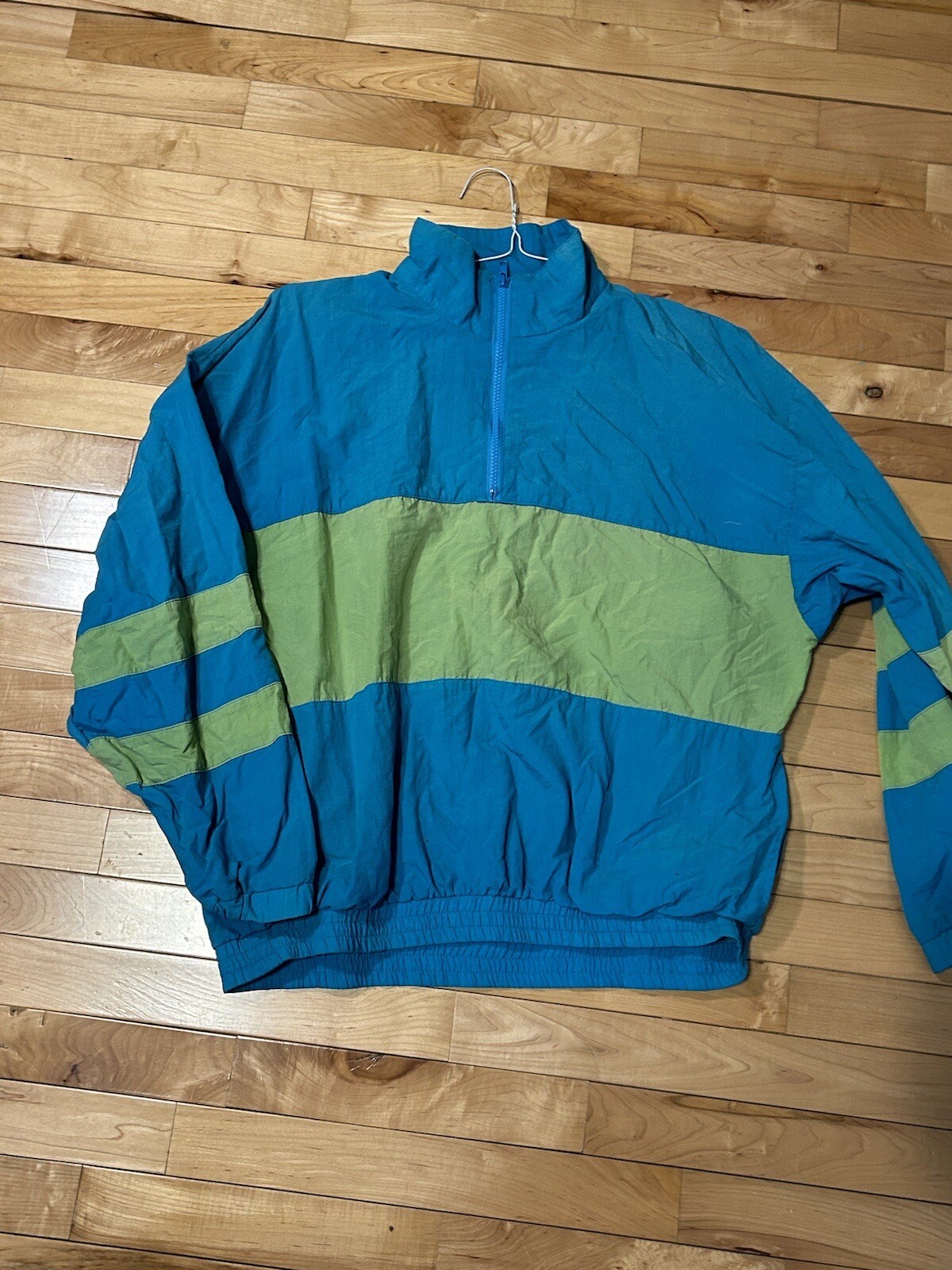Cheetah Mervyns Nylon Windbreaker Large Turquoise Green 1990 Track Festival