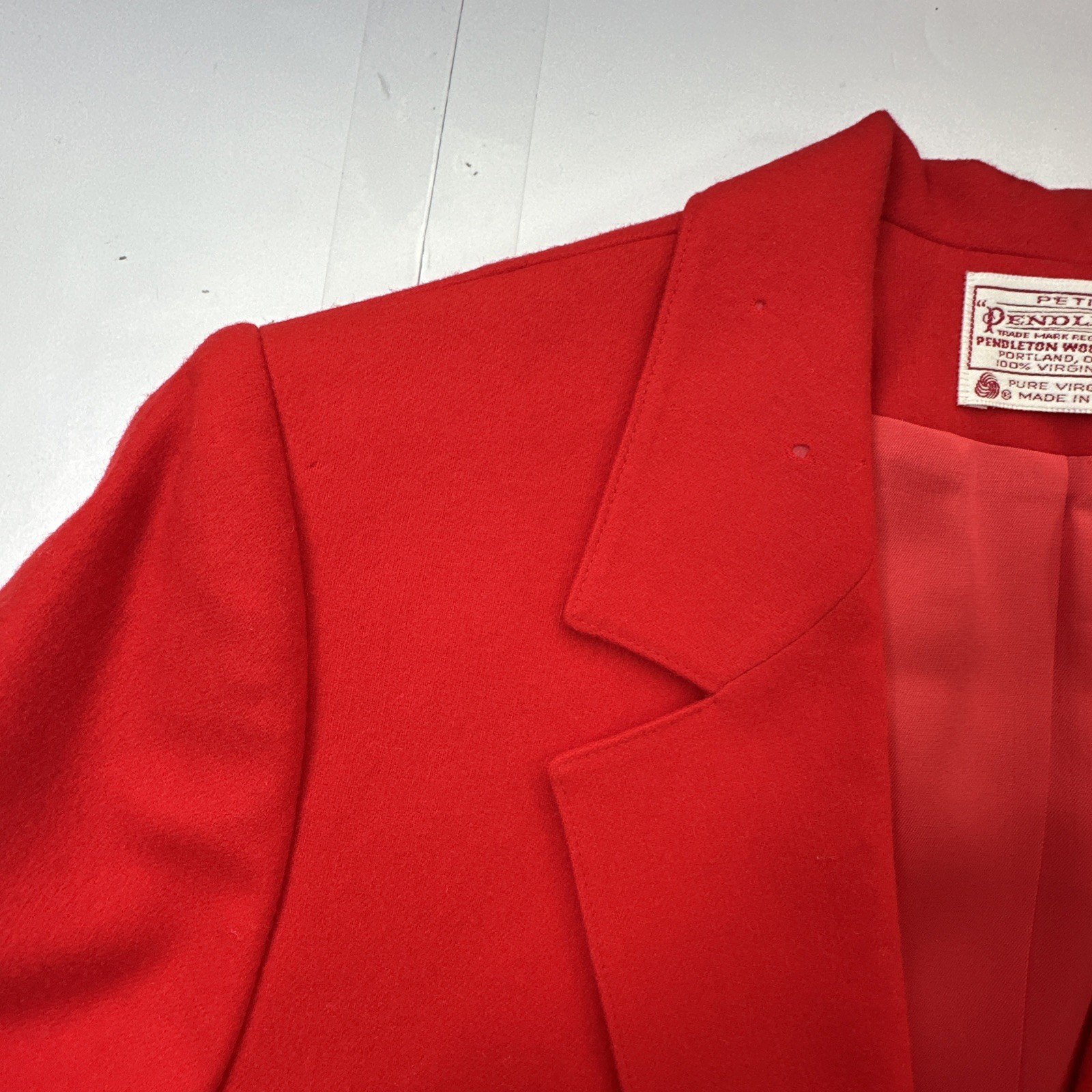 Vtg Pendleton Wool Blazer Jacket Womens Red Lined USA Sz- 12 Petite #750