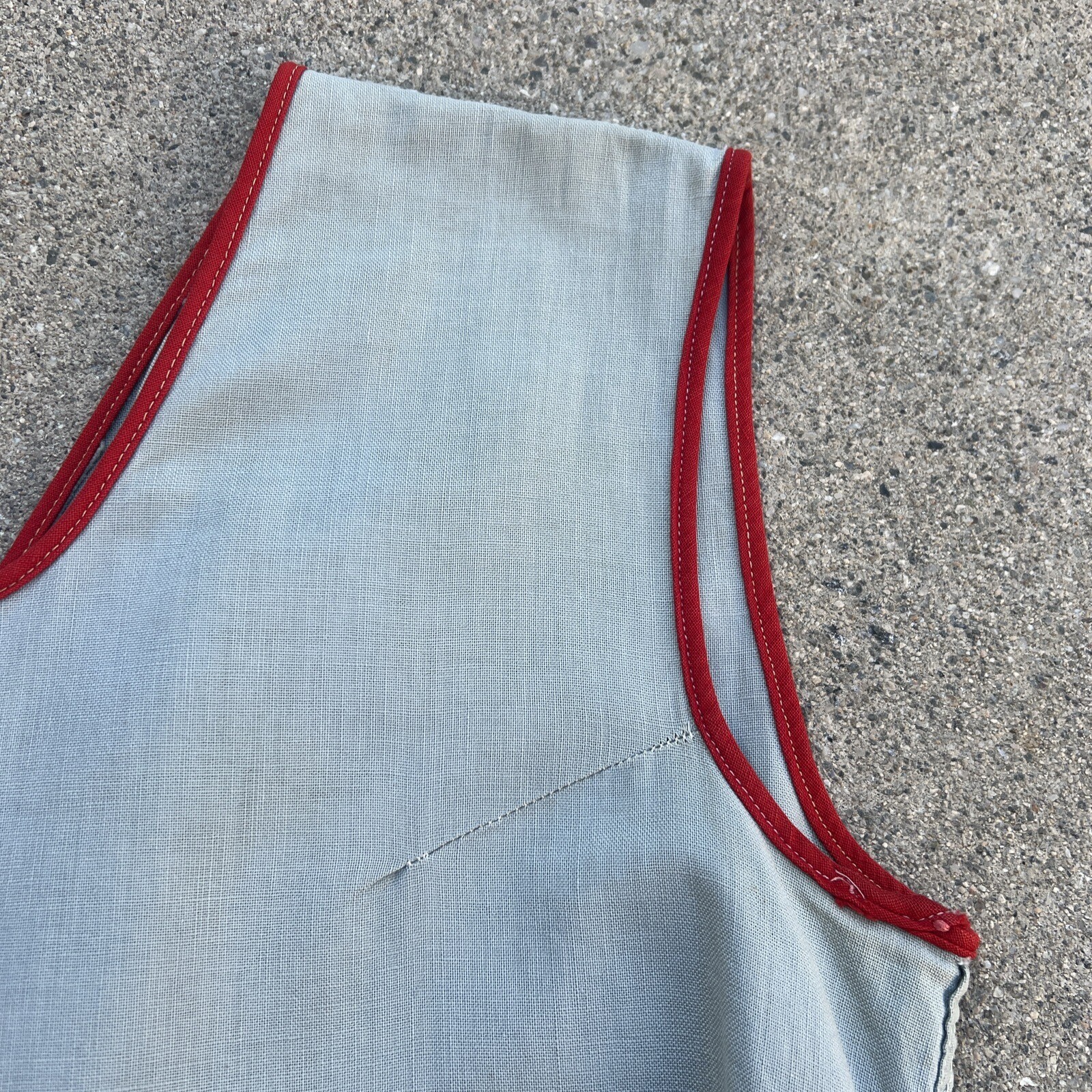 Vintage 1930s Blue Chambray Cotton Jumpsuit Playsuit Gym Outfit Romper Red Trim