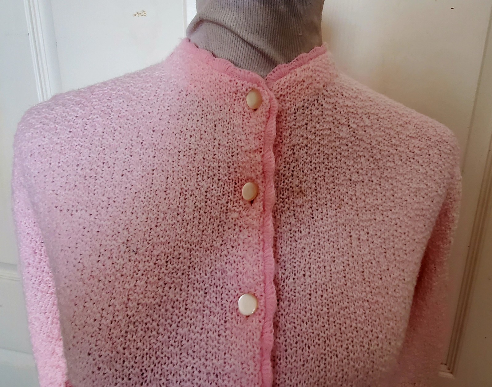 Vintage Pink Textured Sweater 100% Turbo Orlon Acrylic MacHenry B38 57.44