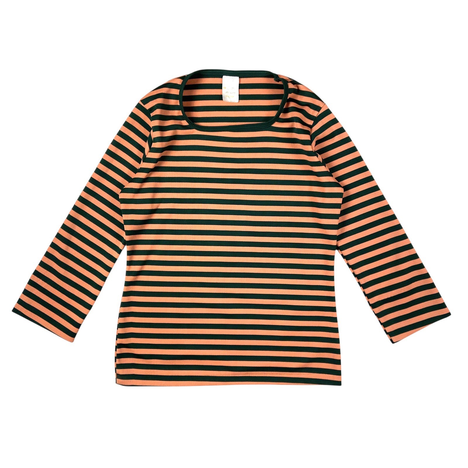 JC Penney Fashions Women’s VTG 70s 80s Striped Poly Knit 3/4 Sleeve Top