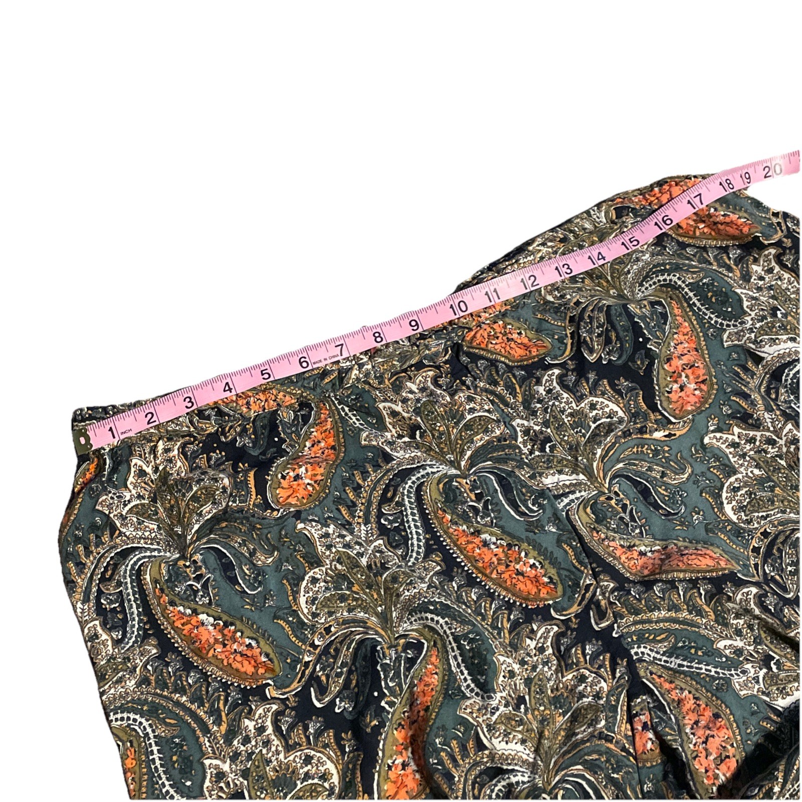 VTG 90’S HIPPY BOHO INDIA Made Sz Med PAISLEY PRINT Wide Leg Pant Button Ankle