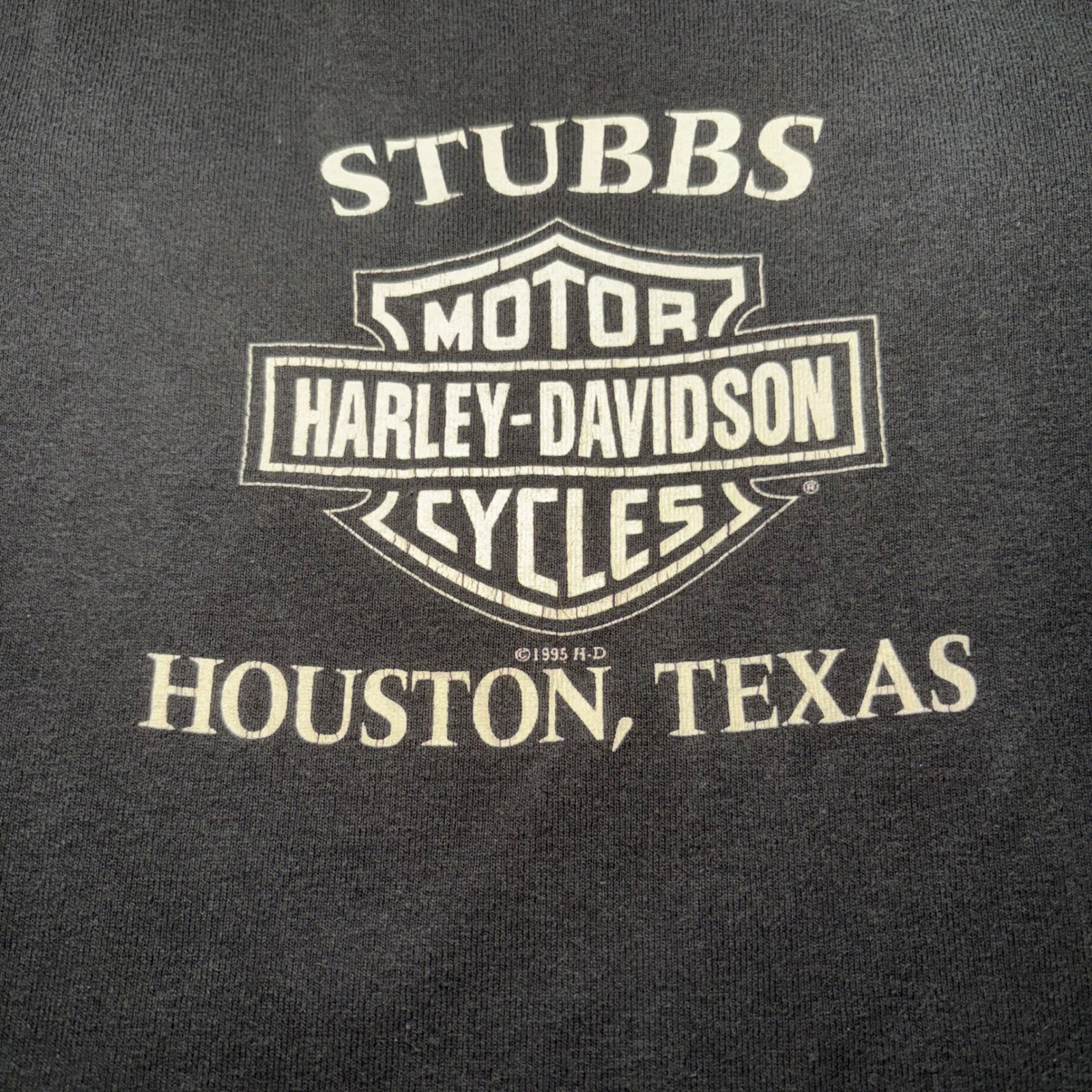 VTG 1995 Harley Davidson Rules Womens XL Baby Tee Houston TX Ringer Shirt USA