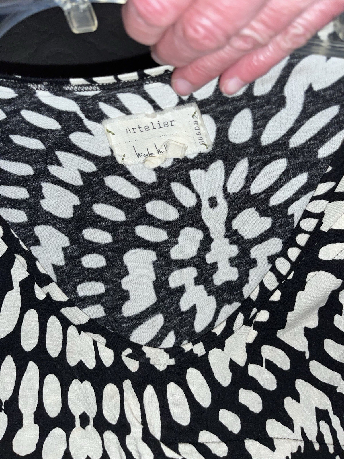 Nicole by Nicole Miller Women’a SIZE SMALL , 3/4 Sleeve Black/white Dress Rayon