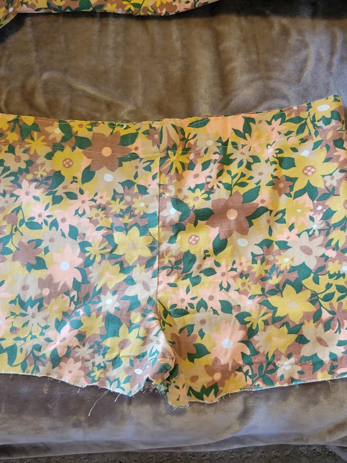 Vintage 1960s 1970s Handmade 2 Piece Women’s Set Poncho Top And Hot Pants, XS