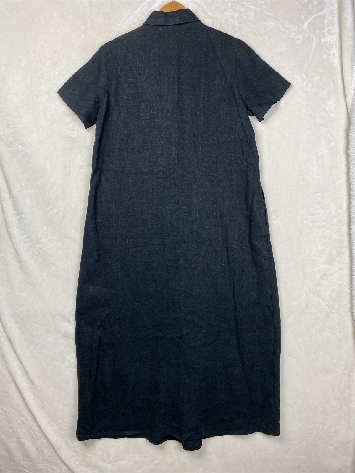 Vintage Harve Benard Maxi Dress Womens Medium Black 100% Linen Heavy Minimalist