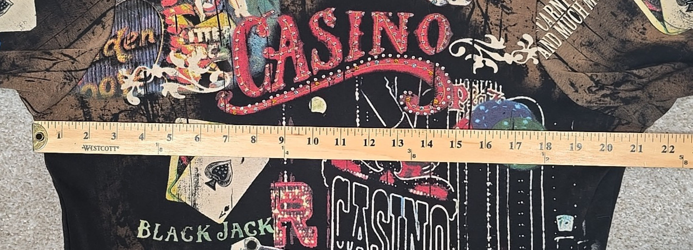 Cactus Vintage Las Vegas Casino 3/4 Sleeve Shirt Rhinestones USA Made Women’s L