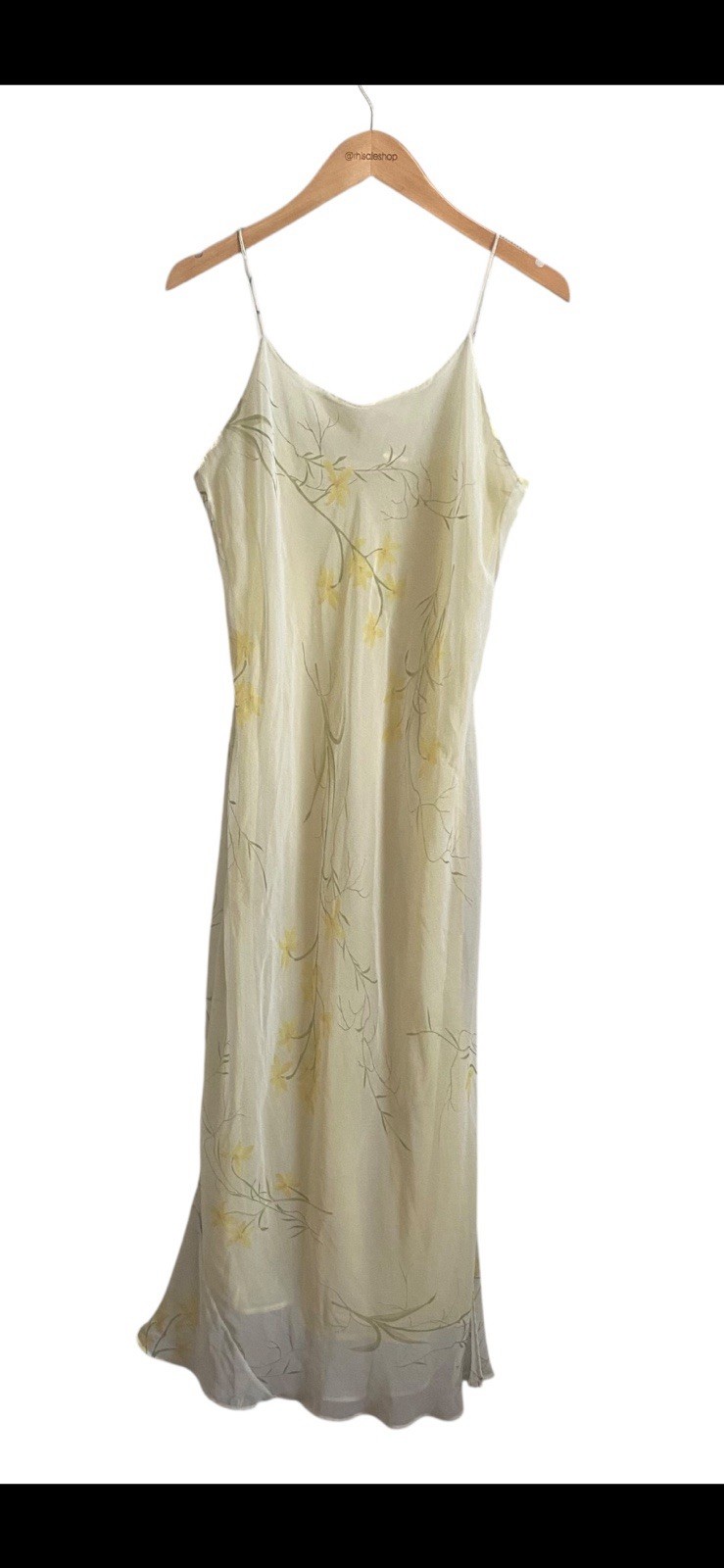 Vintage 90s Yellow and White Floral Coquette Feminine Midi Slip Dress Large