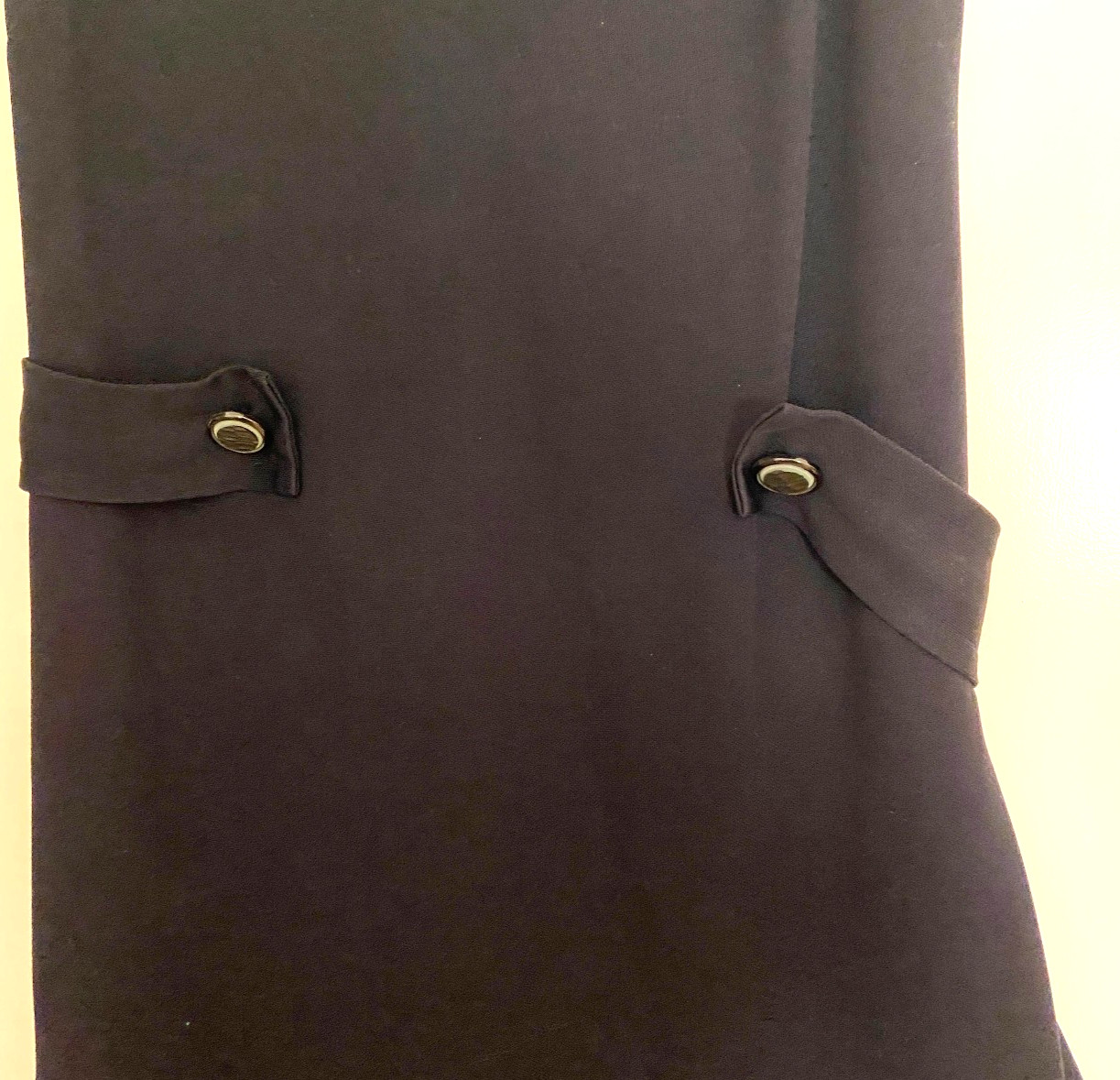 60s VTG Mod Dark Navy Sheath Dress Mid Century Mad Men Shift Metal Zip M/L