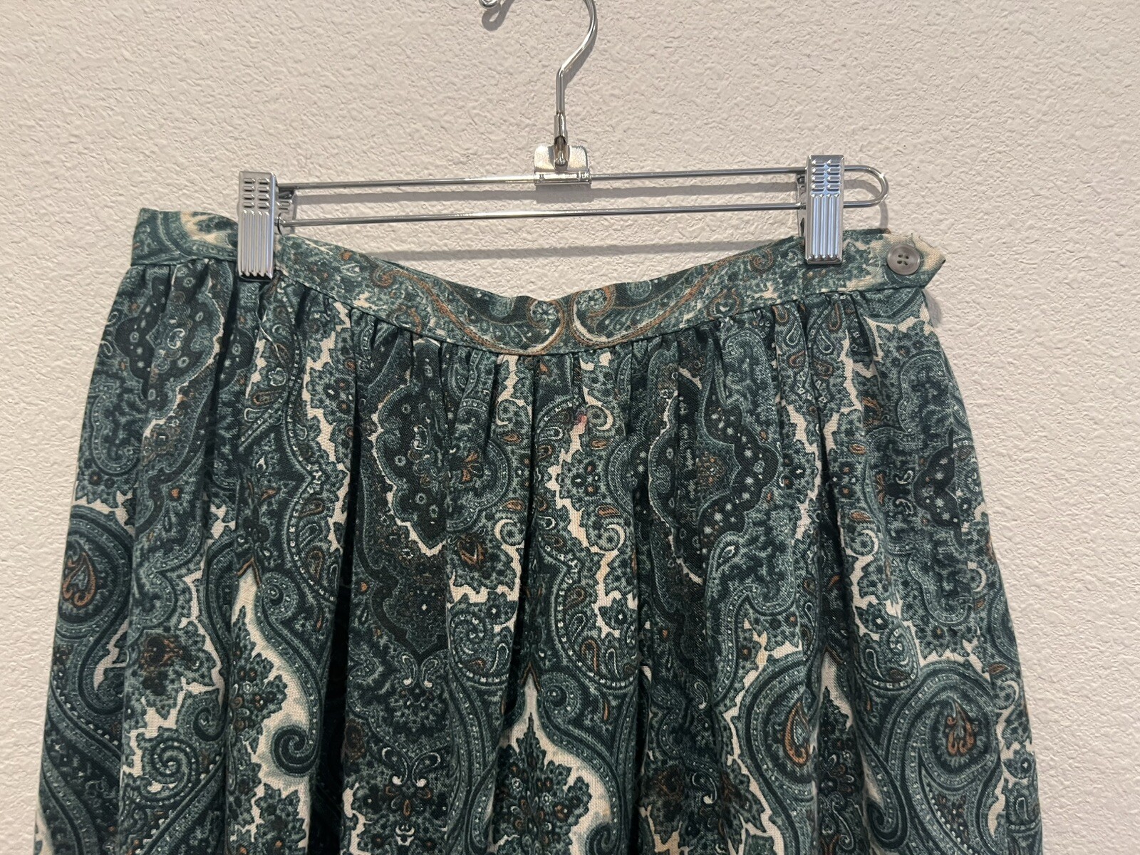 Vintage 60s Summit Of Boston Teal Paisley Circle Skirt Pleated Size 12?