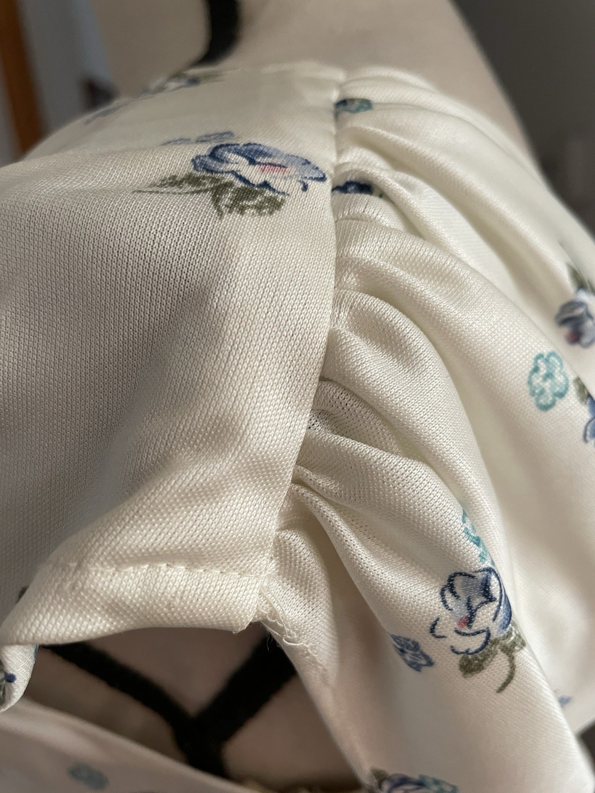Vintage 1970s Ivory/Blue Floral Maxi Dress Sz 9/10 Goddess Bridesmaid NWT