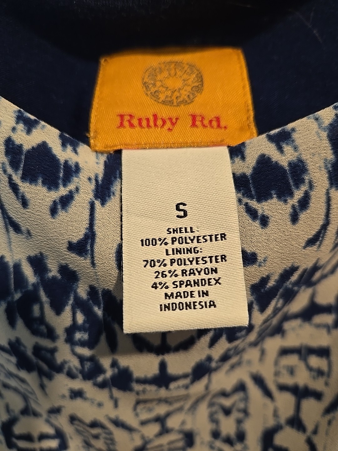 VTG Ruby Rd. Blue Tank with Blue & White Sheer Overlay Blouse Size S