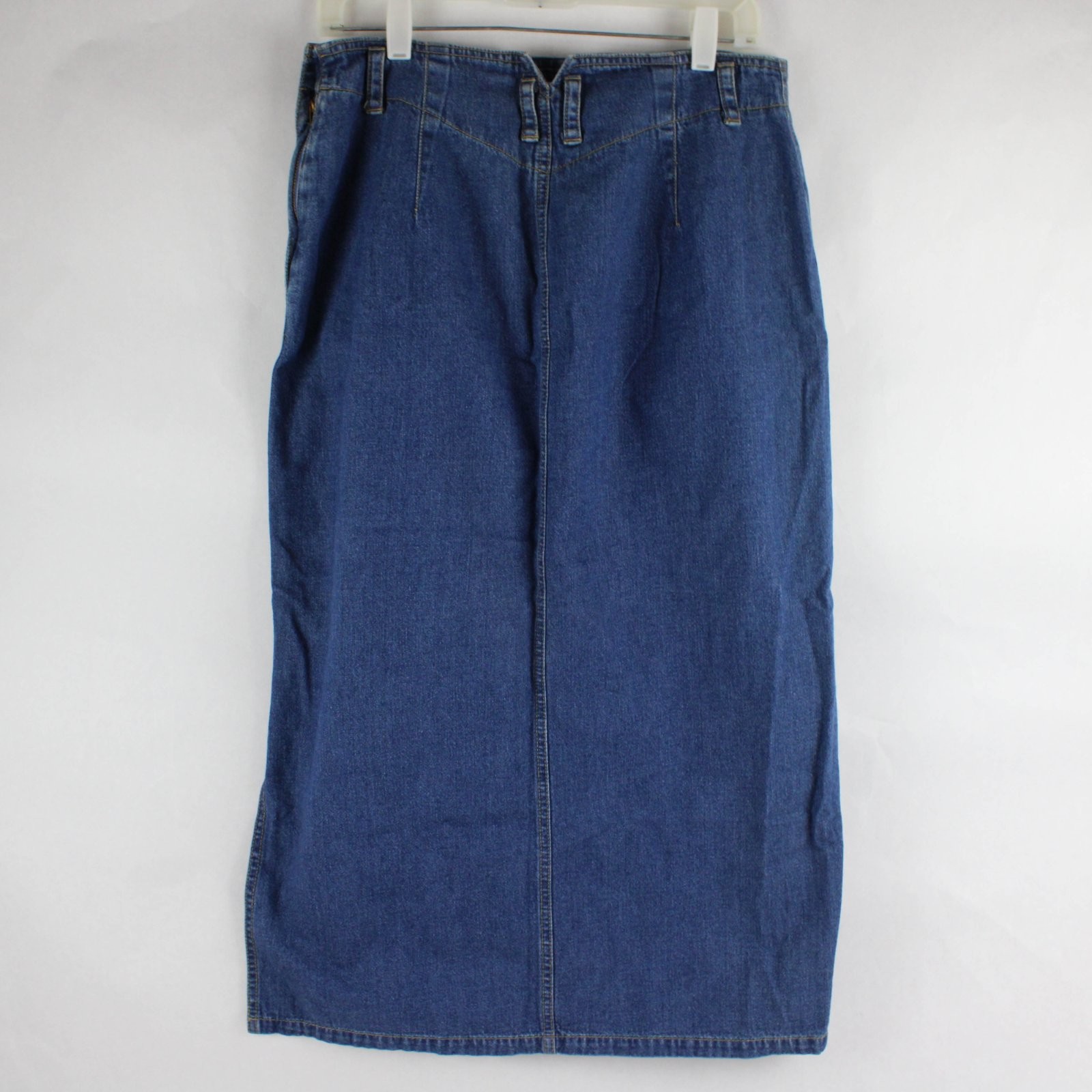 Vintage Lizwear Women’s Size 14 Medium Wash Blue Denim Maxi Skirt 100% Cotton