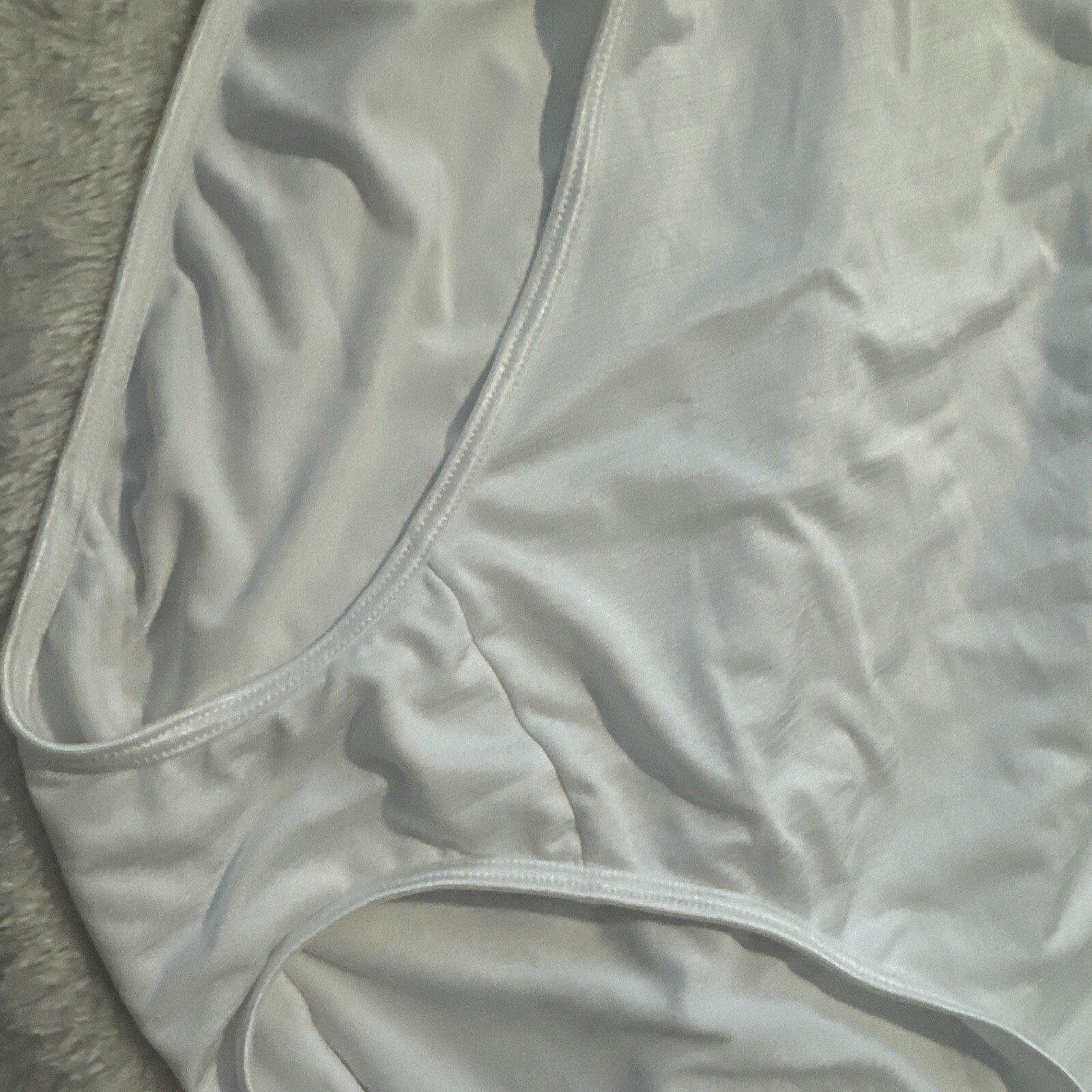 Vintage VANITY FAIR Brief PANTY WHITE Satin NYLON Stretch Second Skin 10/ 3XL