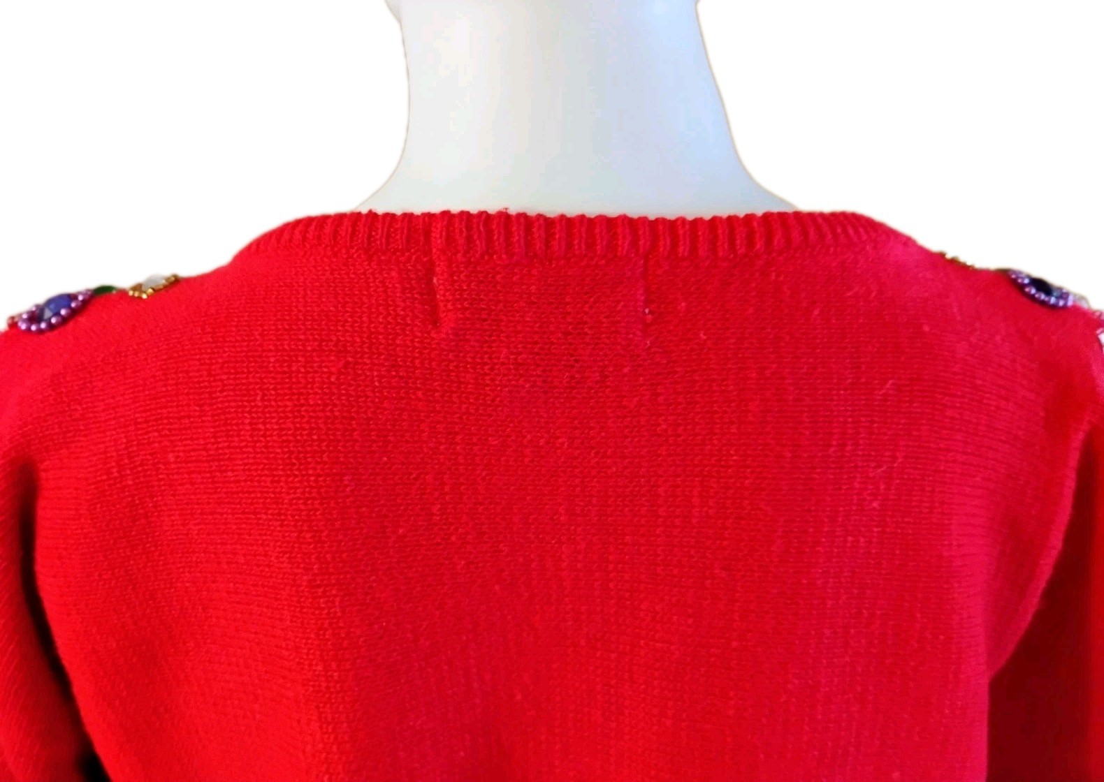 VTG 80’s „Maurada” Candy Apple RED Bejeweled & Beaded Sweater S