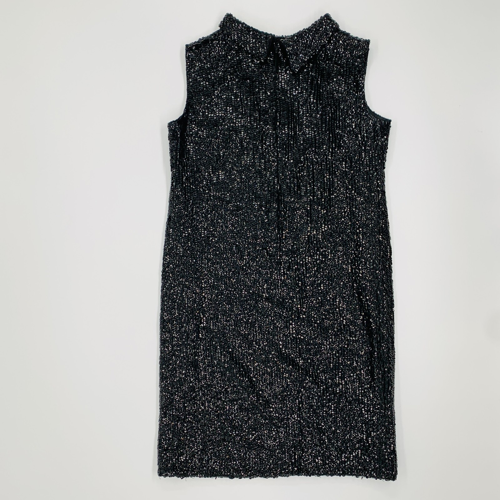 Vintage Valentina 60s Black Wool Sequin Sleeveless Shift Dress | Size L/XL
