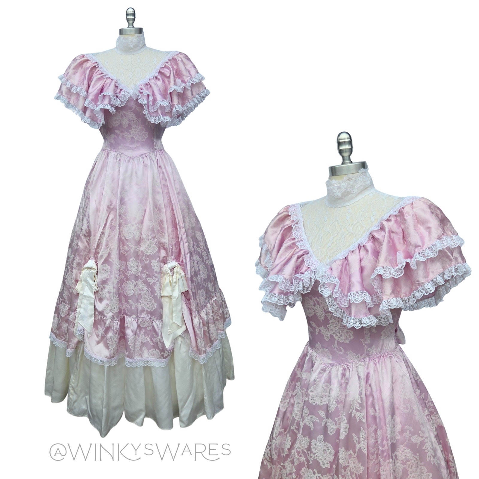 Gunne Sax Vintage 80s Purple Princess Dress Size S 9 Lace Southern Belle