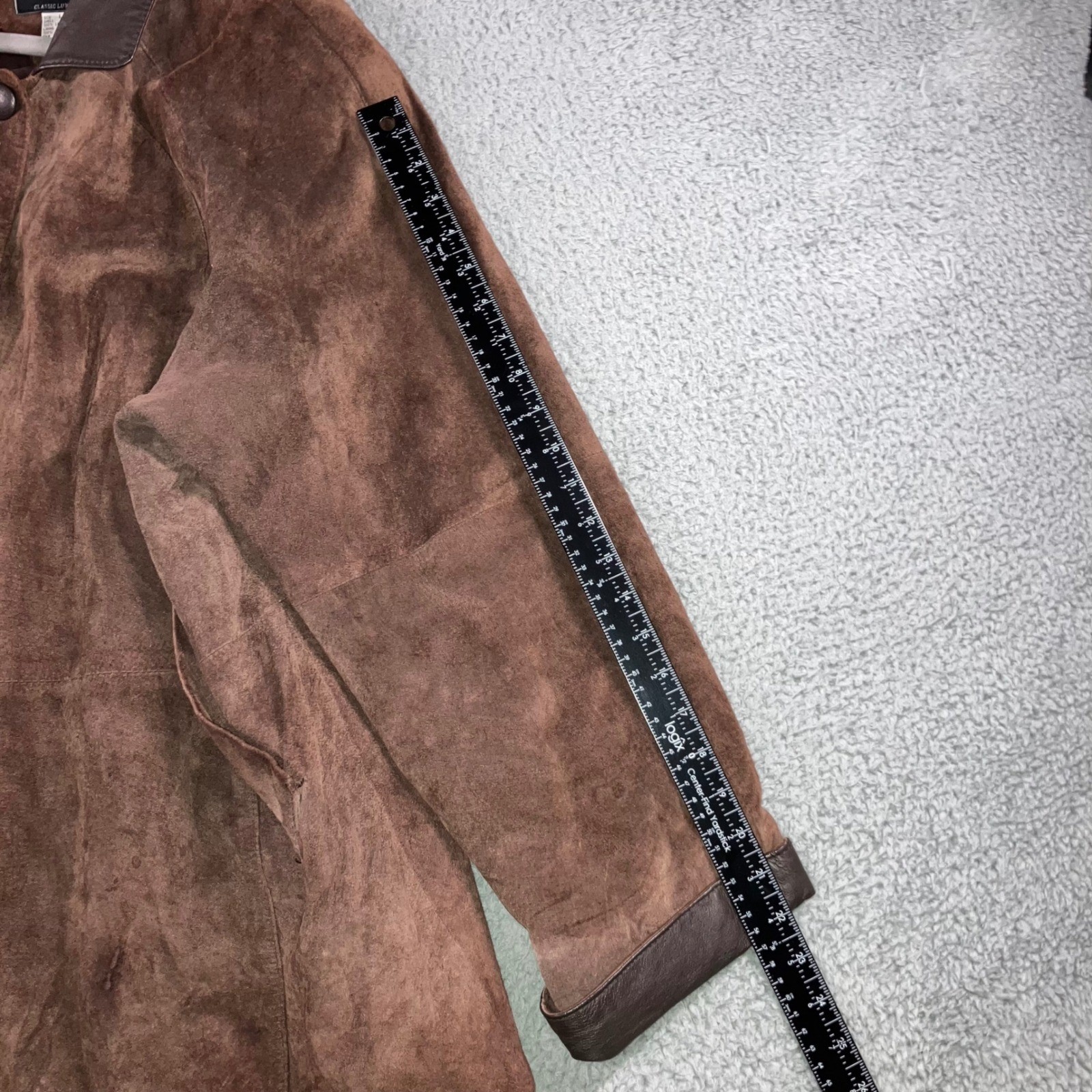 VTG Terry Lewis Leather Suede Jacket Women L Button Front Relaxed Chore Classic