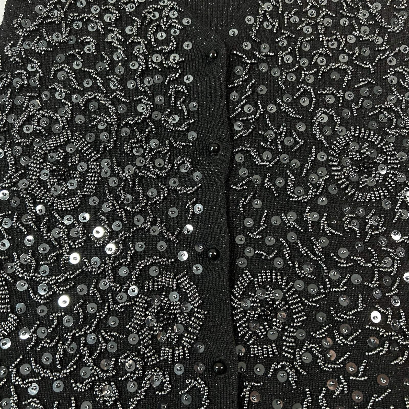Art To Wear Vintage Knit Beaded Sequin Embellished Black Vest Women’s Size PS