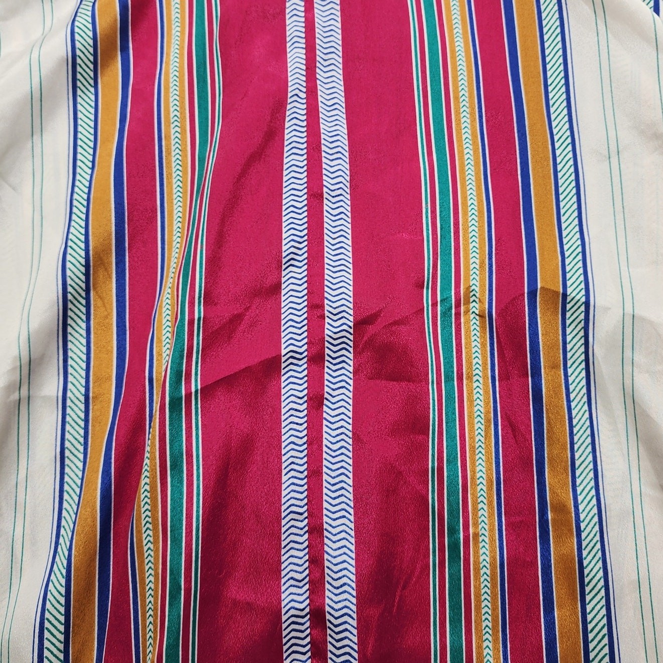 Vintage Its Gailord Striped Button Down Blouse 14 Multicolor Long Balloon Sleeve