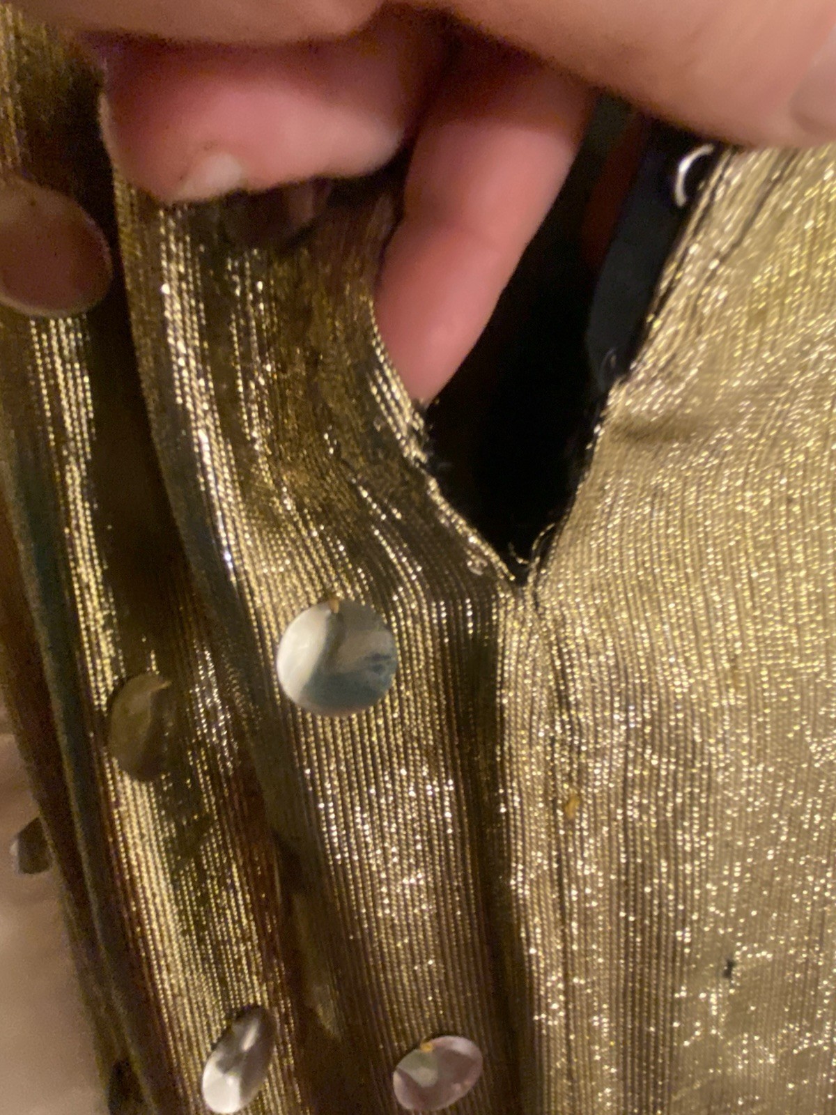 long evening dress gold + sequins in the style of the 30s large back neckline size 34