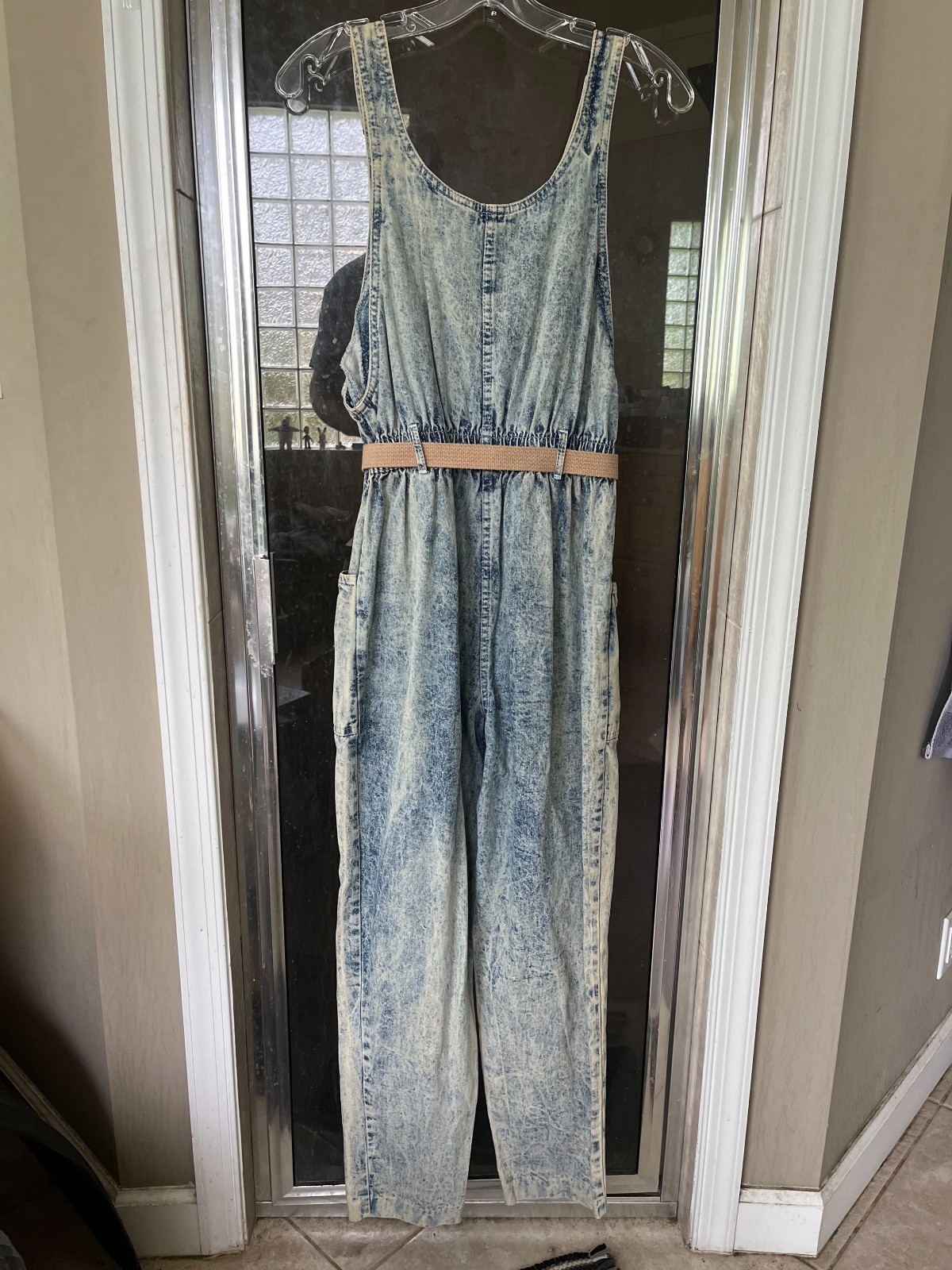 Vintage 80s IDEAS Denim Acid Wash Jean Overalls Jumpsuit w/Belt Women’s M