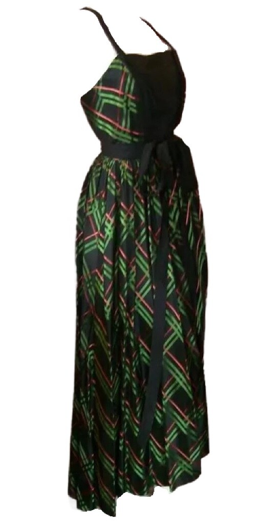 True Vintage Pat Premo 1940s Plaid Taffeta Dress and Jacket Set
