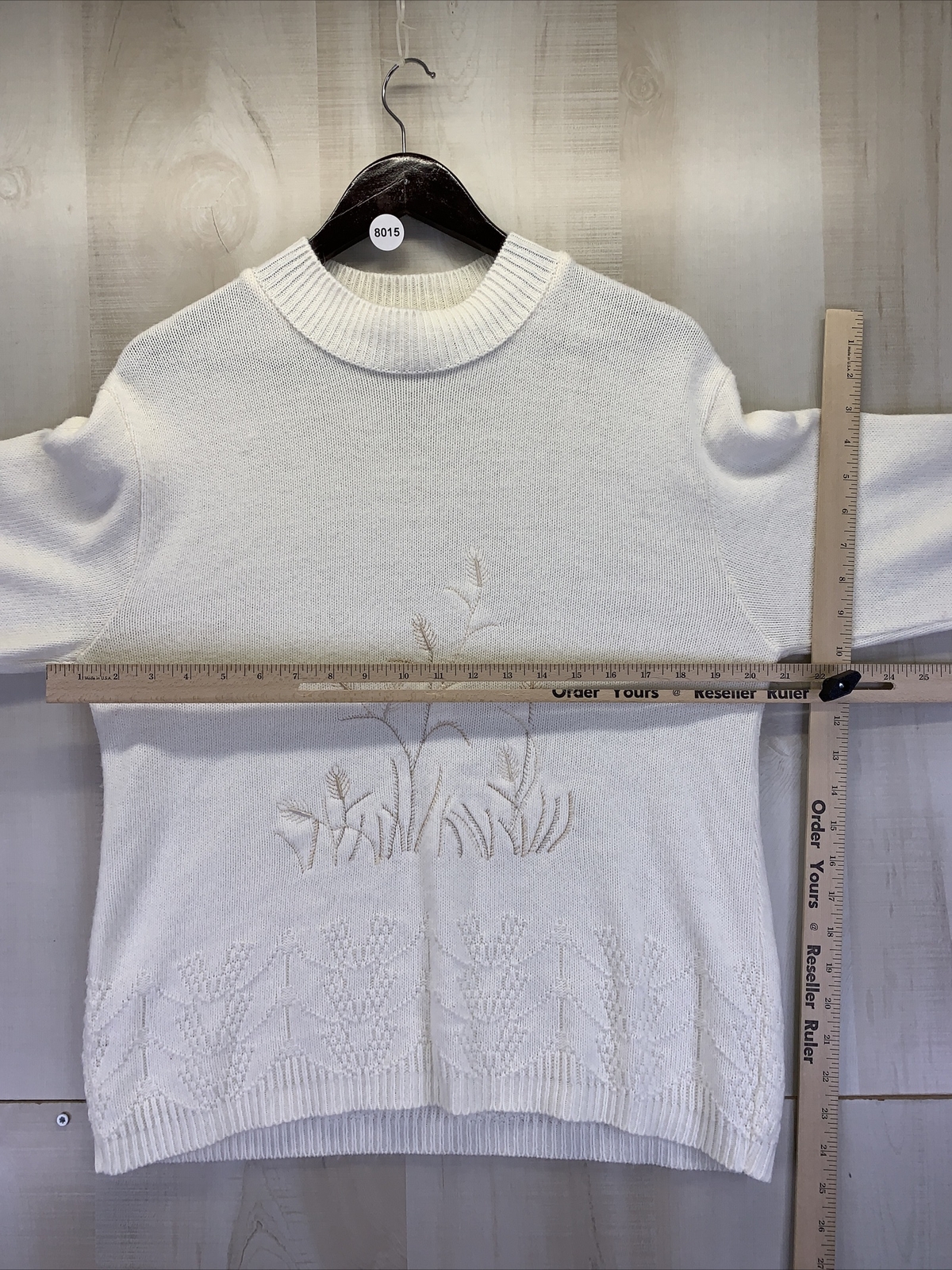 Vintage 1980-90s Company Collection Womens Ivory Knit Grandma Style Sweater -L-