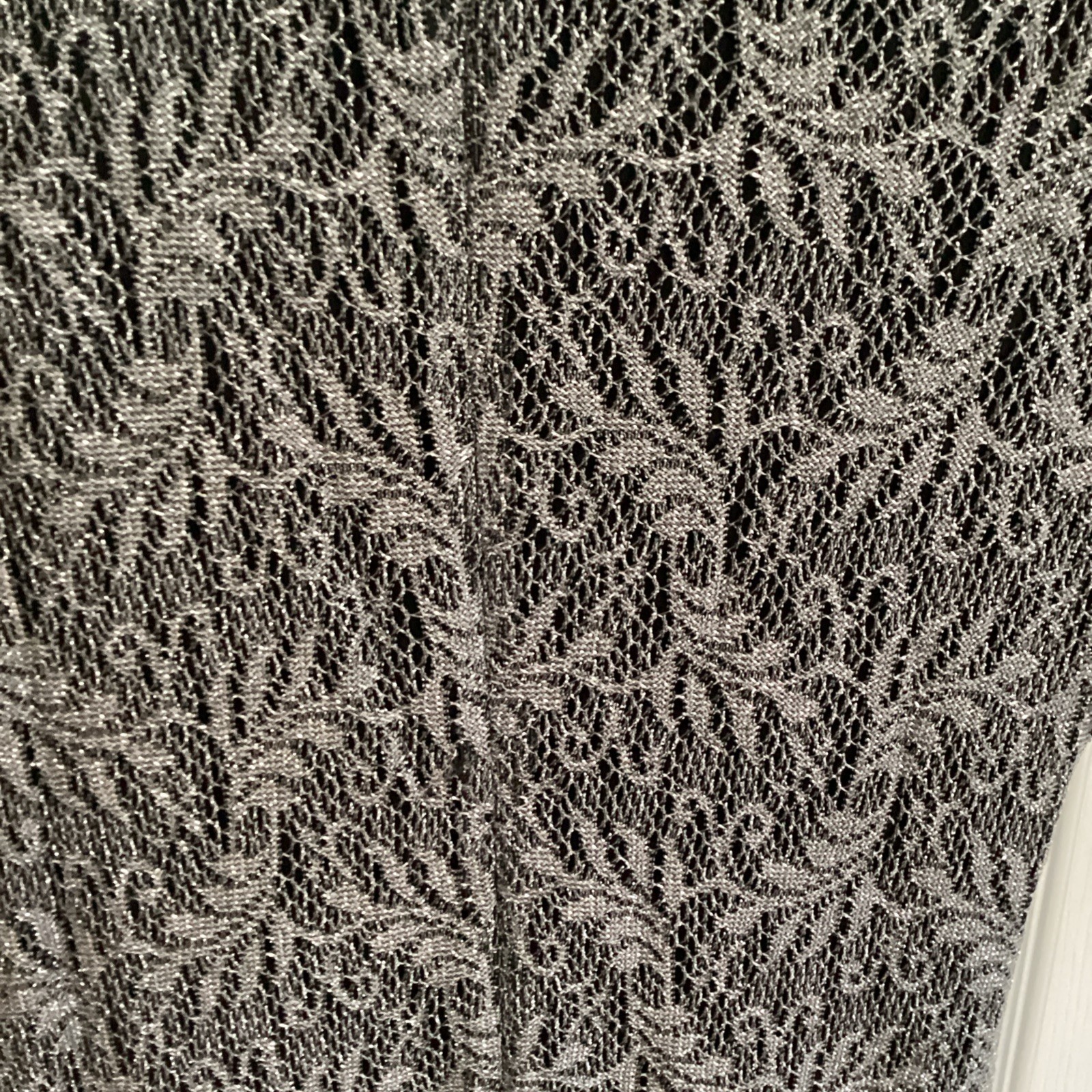 Vtg Jessica Howard Metallic Silver And Black Lace Maxi Dress Size 14 NWT