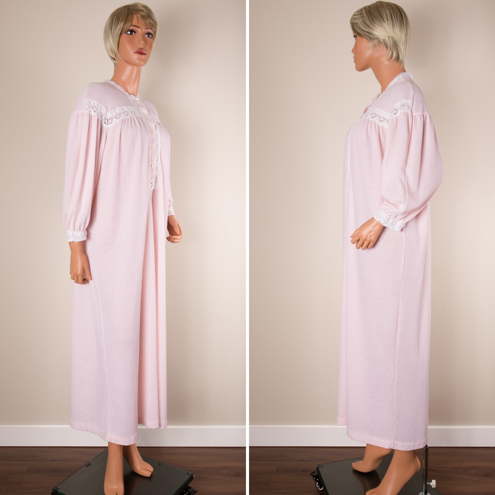 💖 JULI OF SLUMBERTOGS Vintage S Pink Nightgown Cottagecore Long Sleeve ILWGU