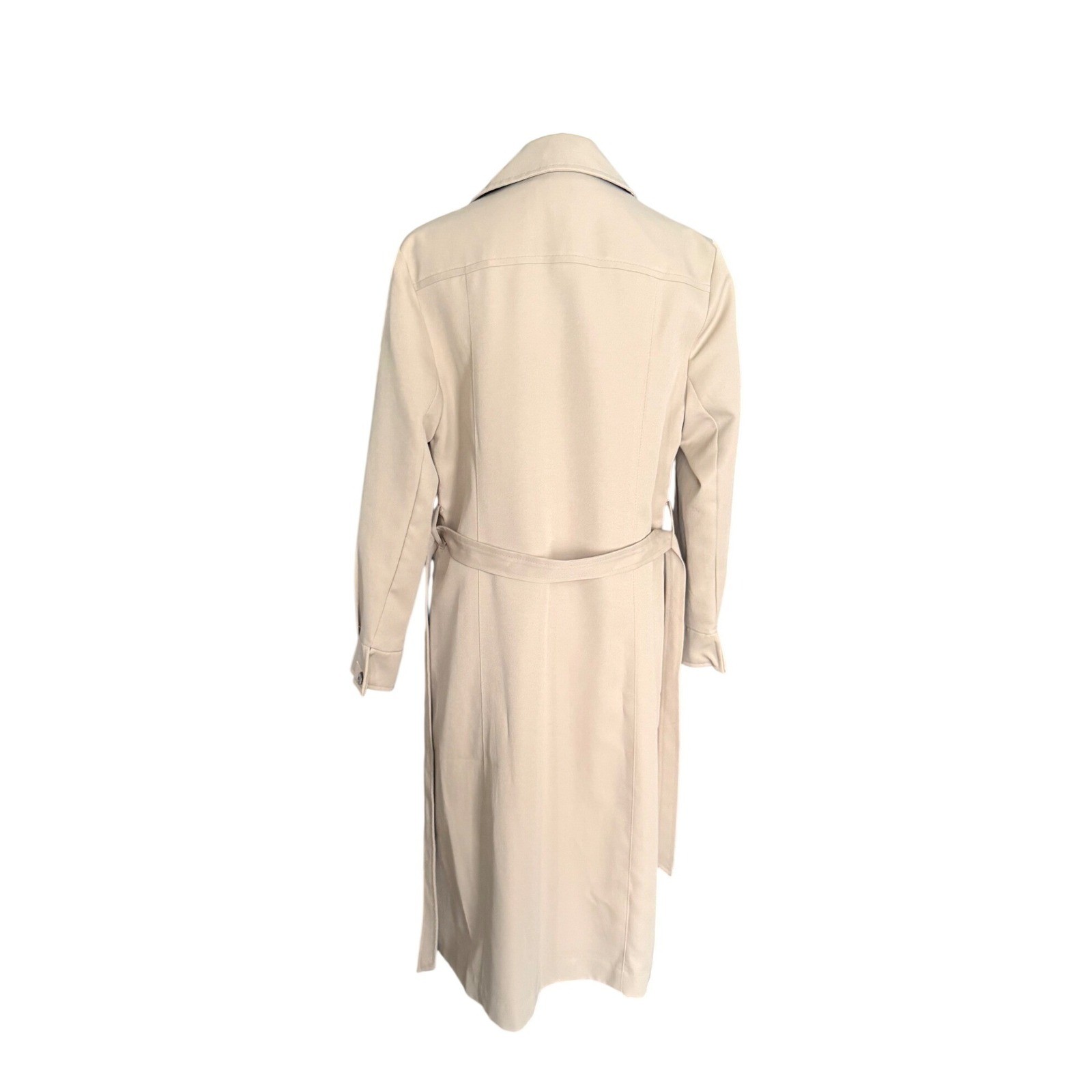 Vintage 70s Style Tan Beige Longline Belted Trench Coat Duster Jacket Womens
