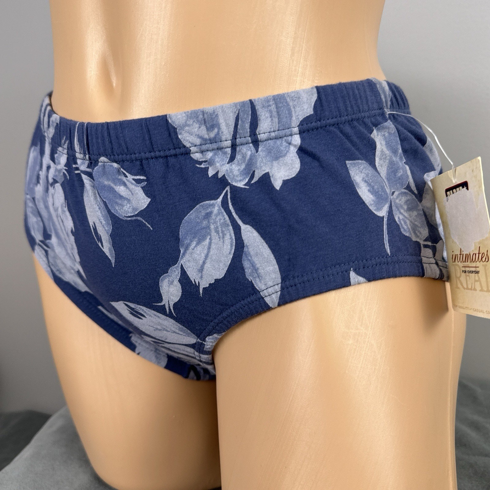 Vintage Faded Glory Panties Size Medium Boyleg Briefs Panties Blue Floral NOS