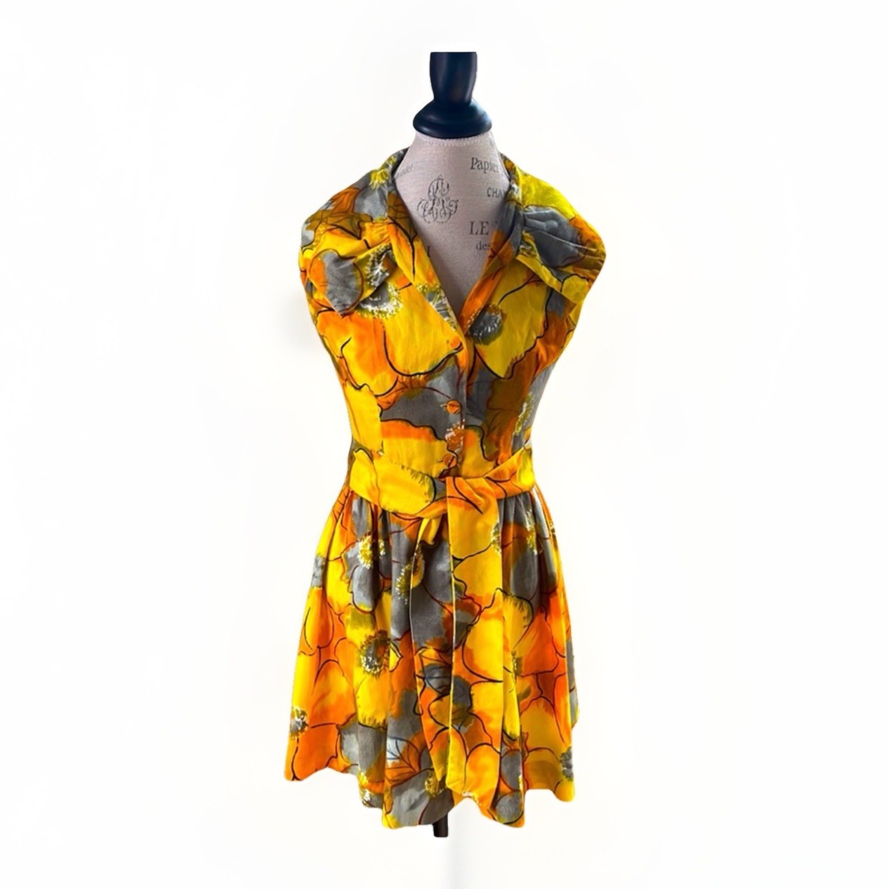 Vintage Evelyn Margolis Short Mini Hawaiian Bark Cloth Dress EVC Size Small