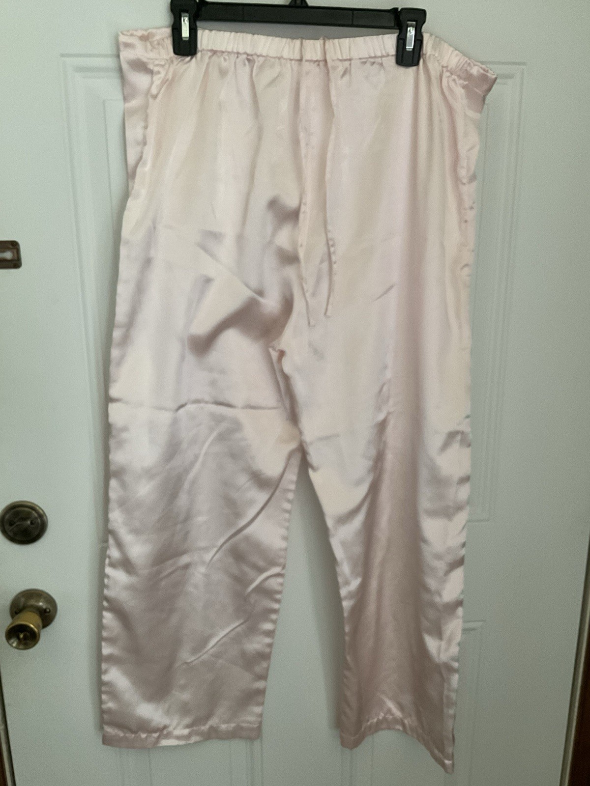 Ladies 2 Pc Pajama Set by Jeannie Size Large Pink Satin Look Polyester Used