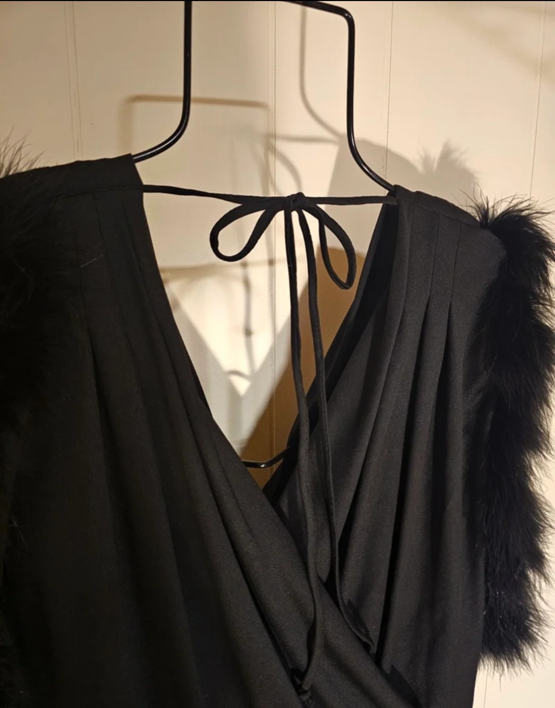 Vintage 80s Diamond Run Wayne Diamond Feather-Trimmed Cocktail Dress