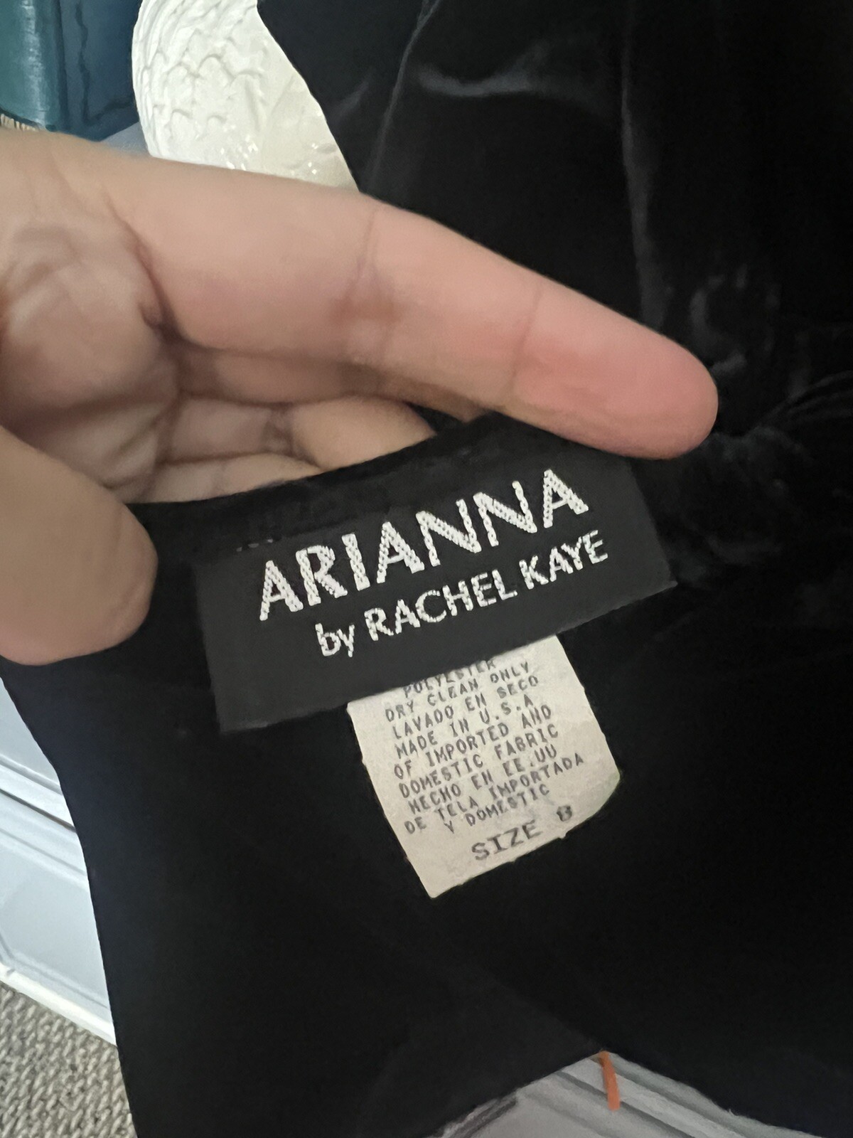 Arianna By Rachel Kaye Dress Size 8 Velvet Velour VTG 90s Y2K Straps Tie Black