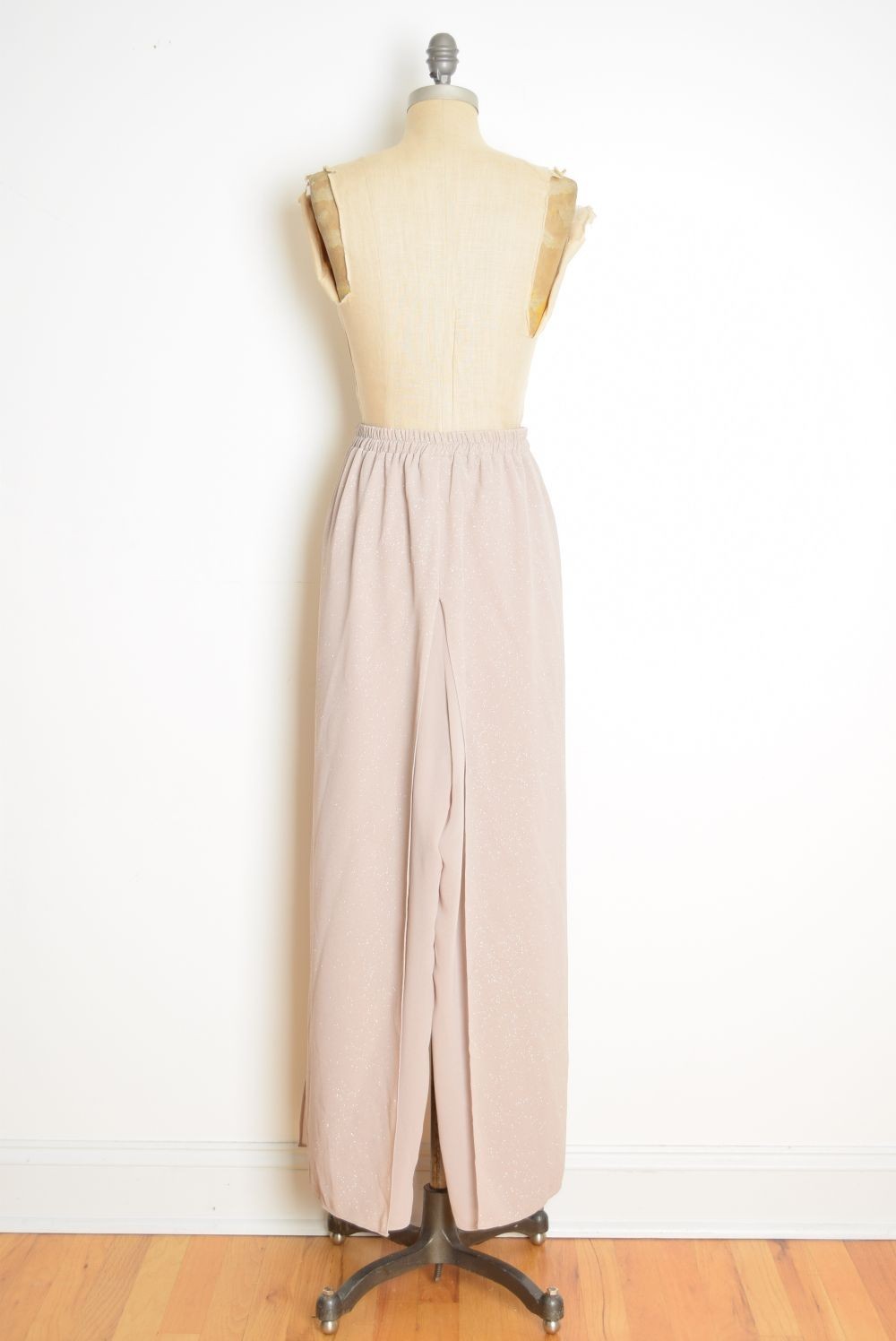 vintage Y2K pants beige glitter sparkle carwash flap wide leg high waist rise XL