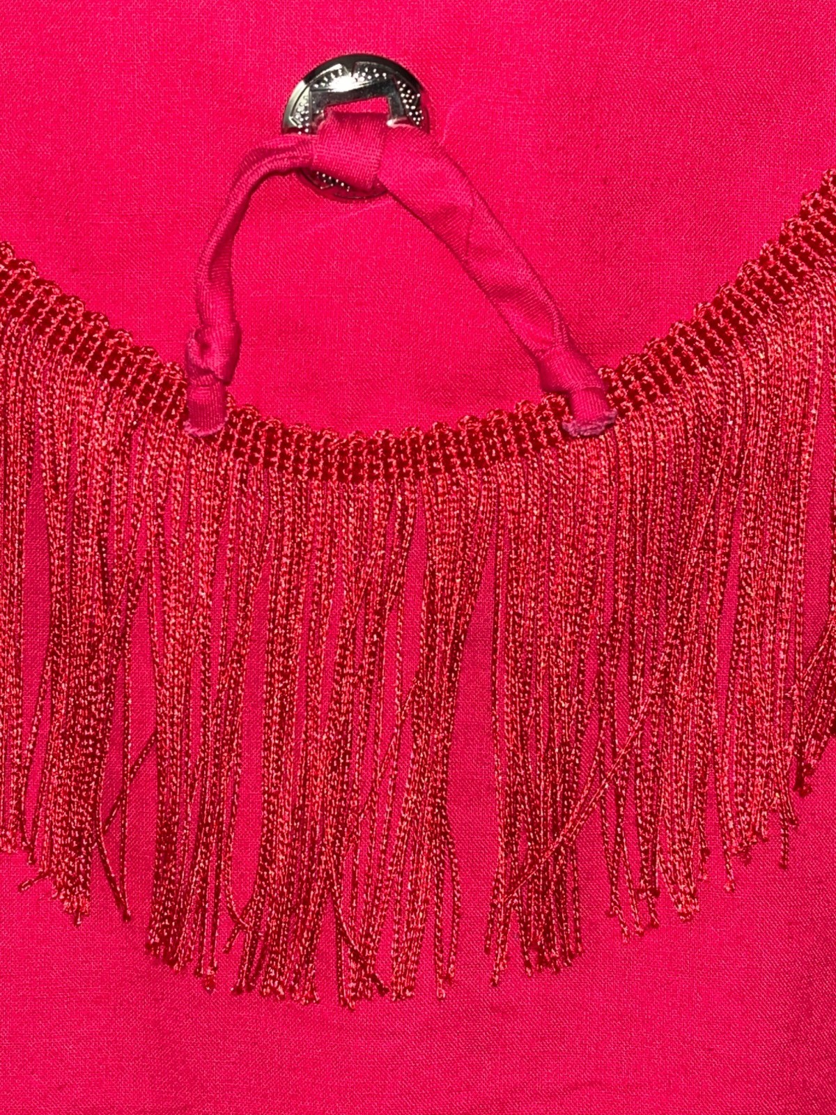 Vintage Sassa Red Western Shirt With Fringe Made In USA Size M Long Sleeve Women