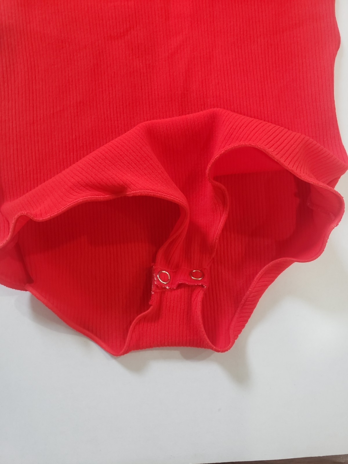 NWT Bodysuit VTG 80s M Ribbed Knit Red Aerobics Athletic Scalloped Leg USA Made