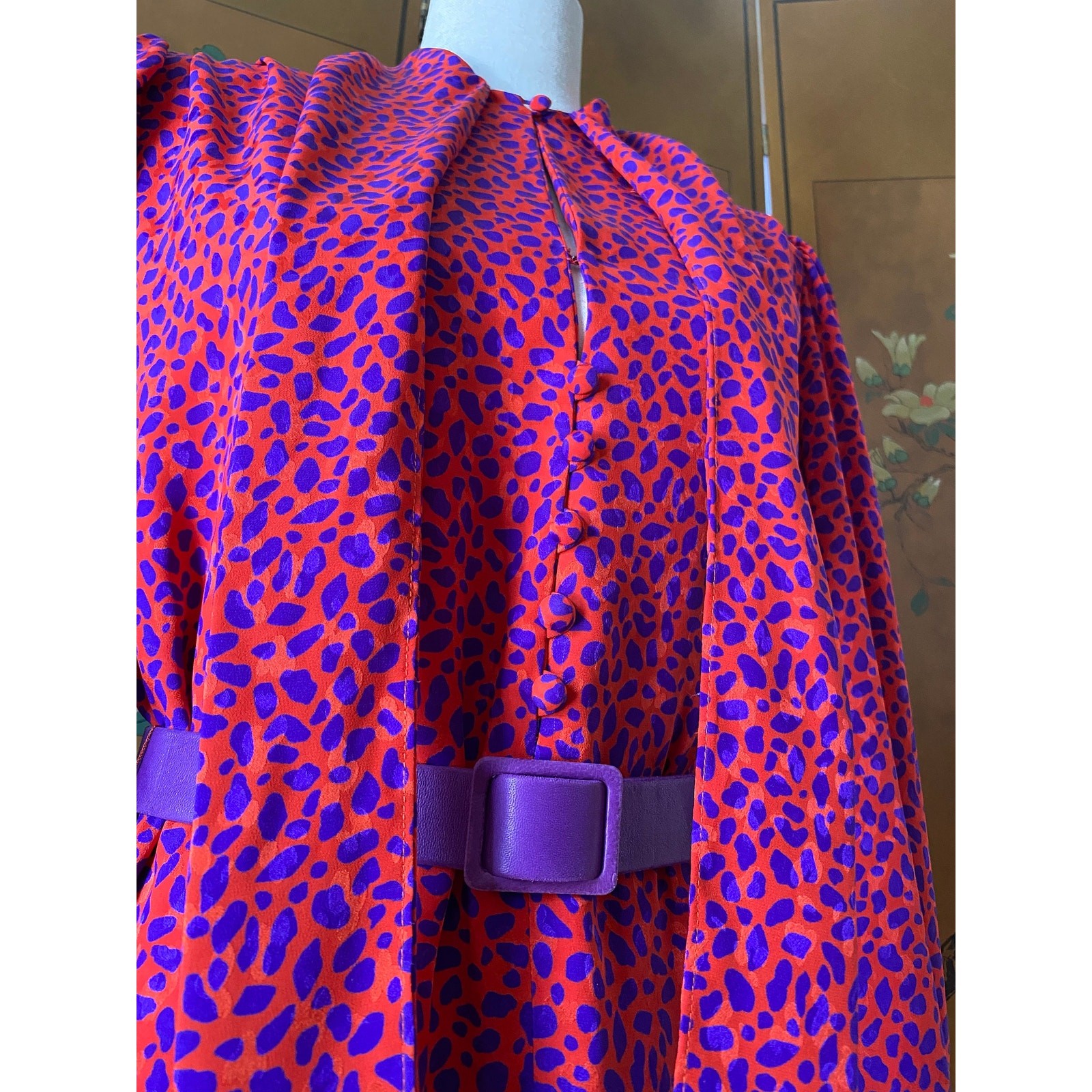 Vintage Jean-Louis Scherrer belted dress with graphic print, size M