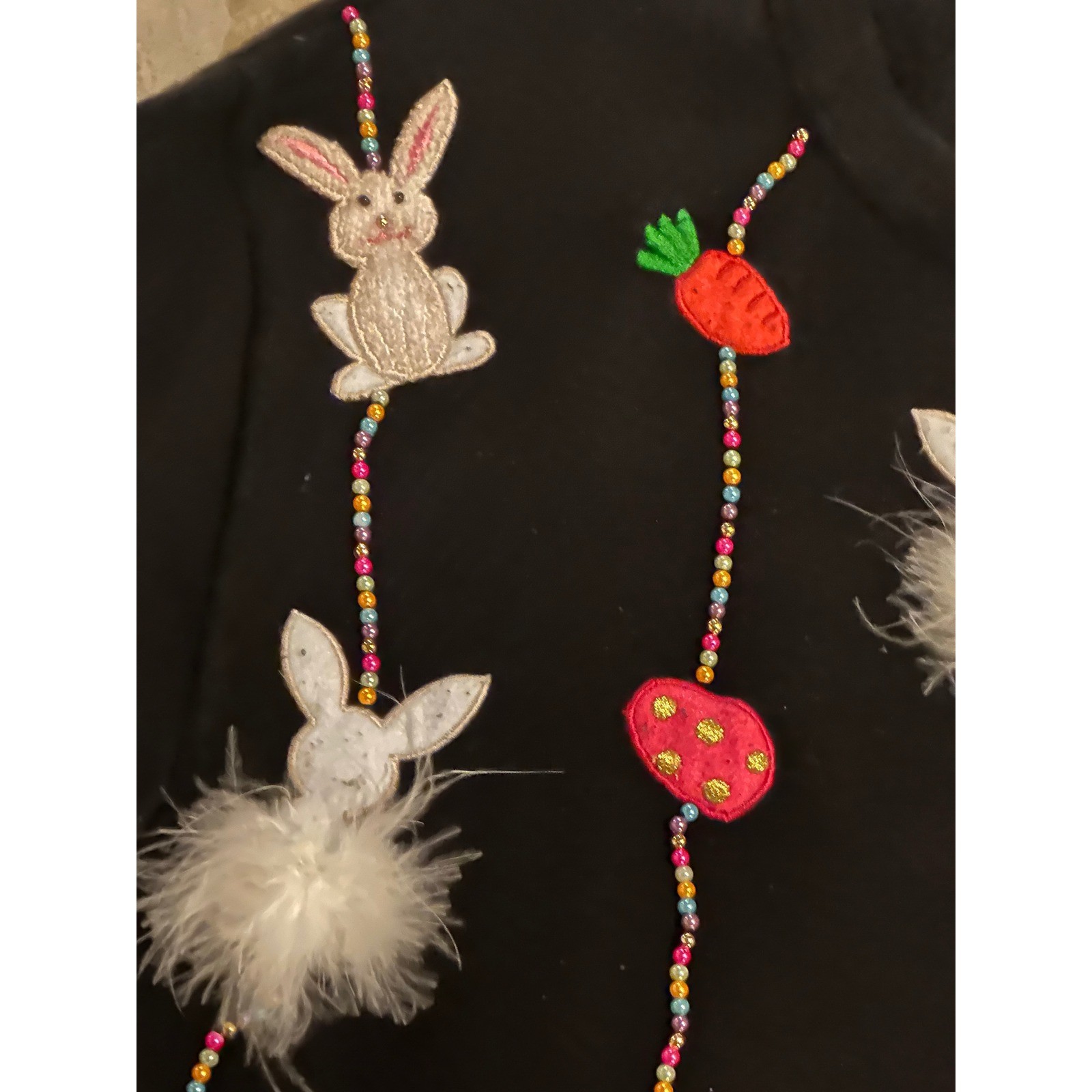 VTG Quacker Factory Cardigan Black Easter Bunny Rabbit Beaded Sweater Womens 2X