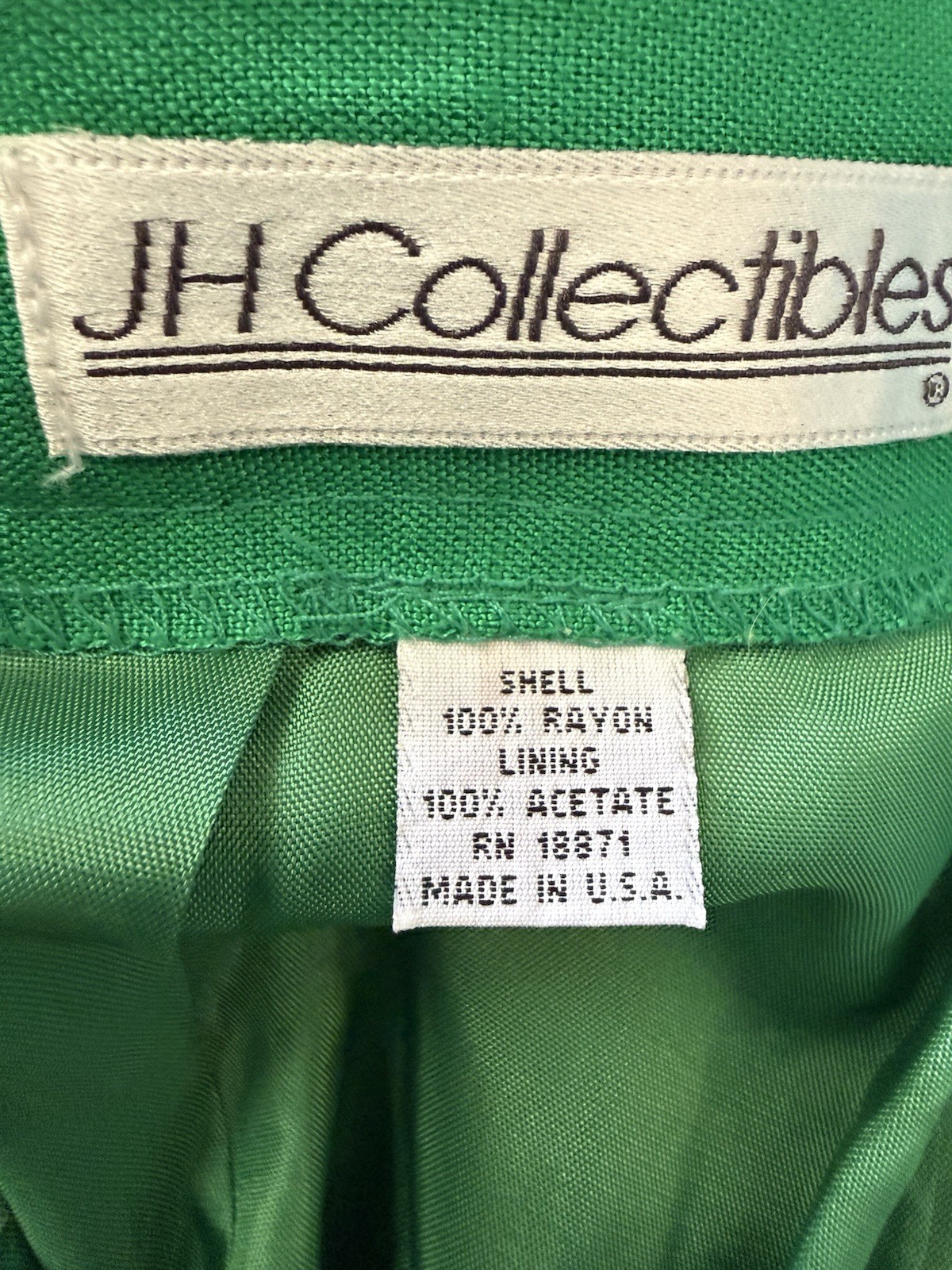 VTG 80s JH Collectibles Green Skirt Suit Set Jacket 6 Skirt 8 St Patrick’s Day