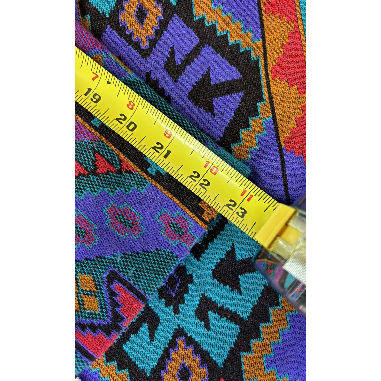 Vintage Graff California Wear Aztec Tribal Open Front Beaded Fringe Cardigan 14
